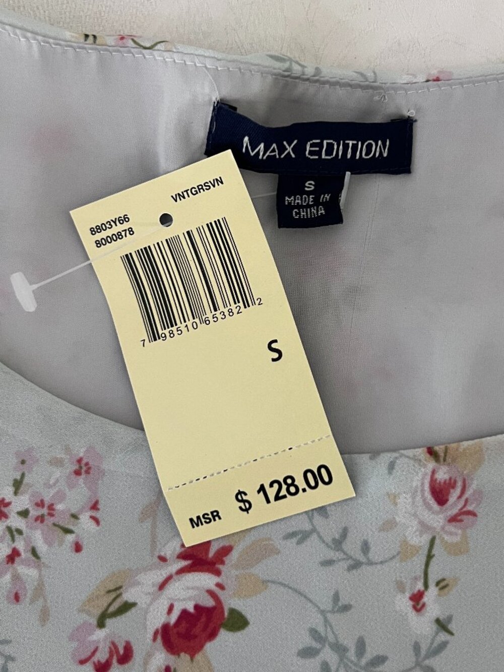 Max Edition Size S Sleeveless Light Blue with Flowers Summer Dress - Picture 5 of 9